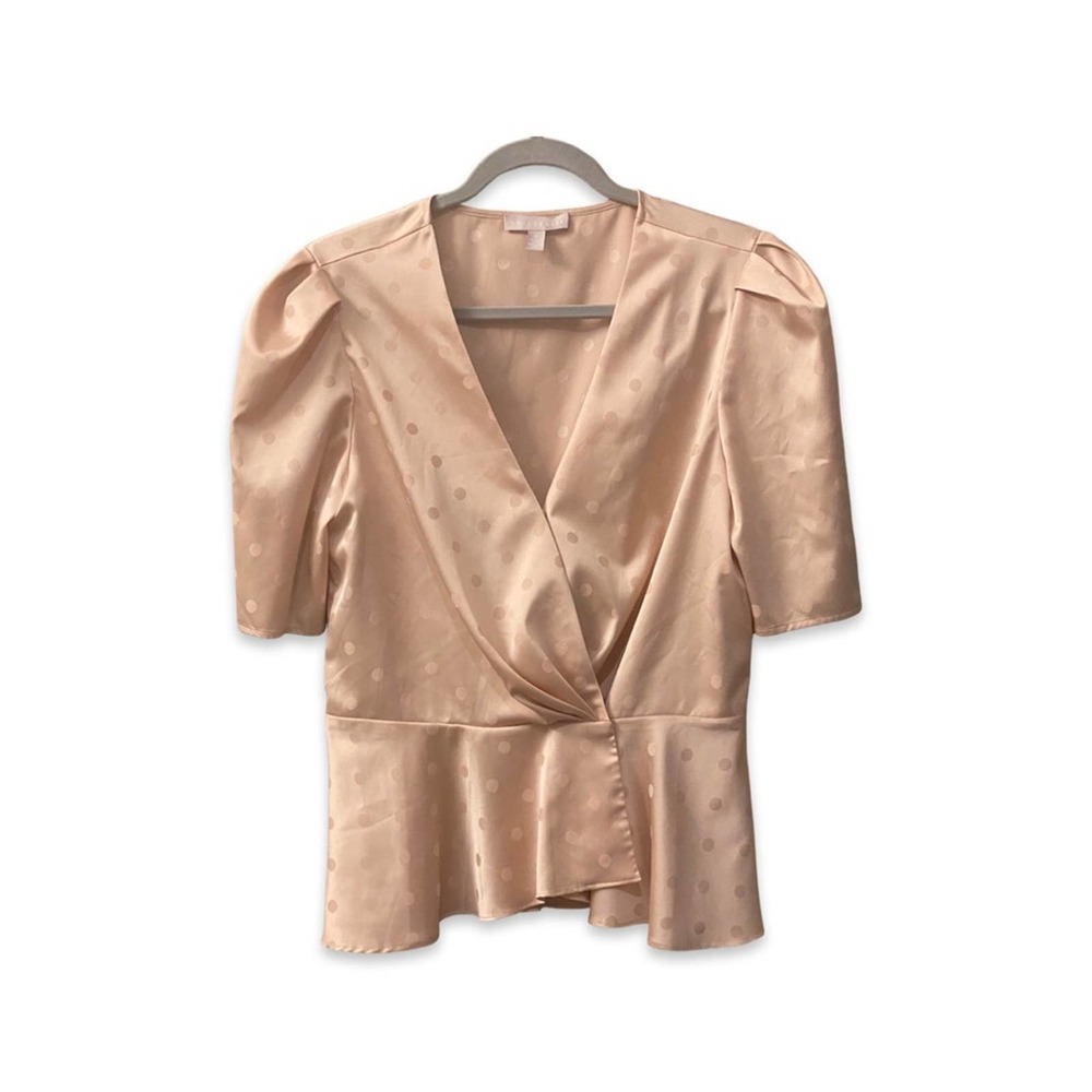 Chelsea 28 Peach Peplum Puff Sleeve Top - Sz M